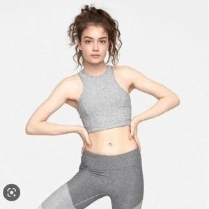 Outdoor Voices Athena High-Neck Compression Crop Top in Heather Gray (M)